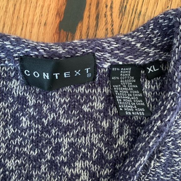 90’ vintage mens textured heathered sweater, v neck rolled collar, context XL - Picture 7 of 7